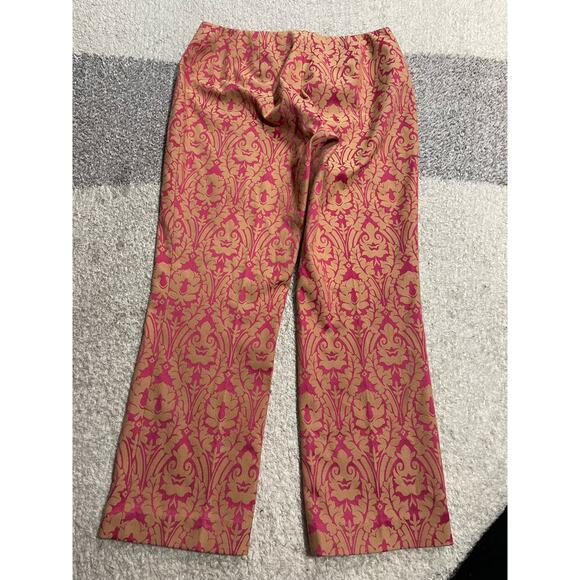Sigrid Olsen Holiday Pants Womens Sz 2 Paisley Print Stretch Cropped Pink Shine - Picture 7 of 11